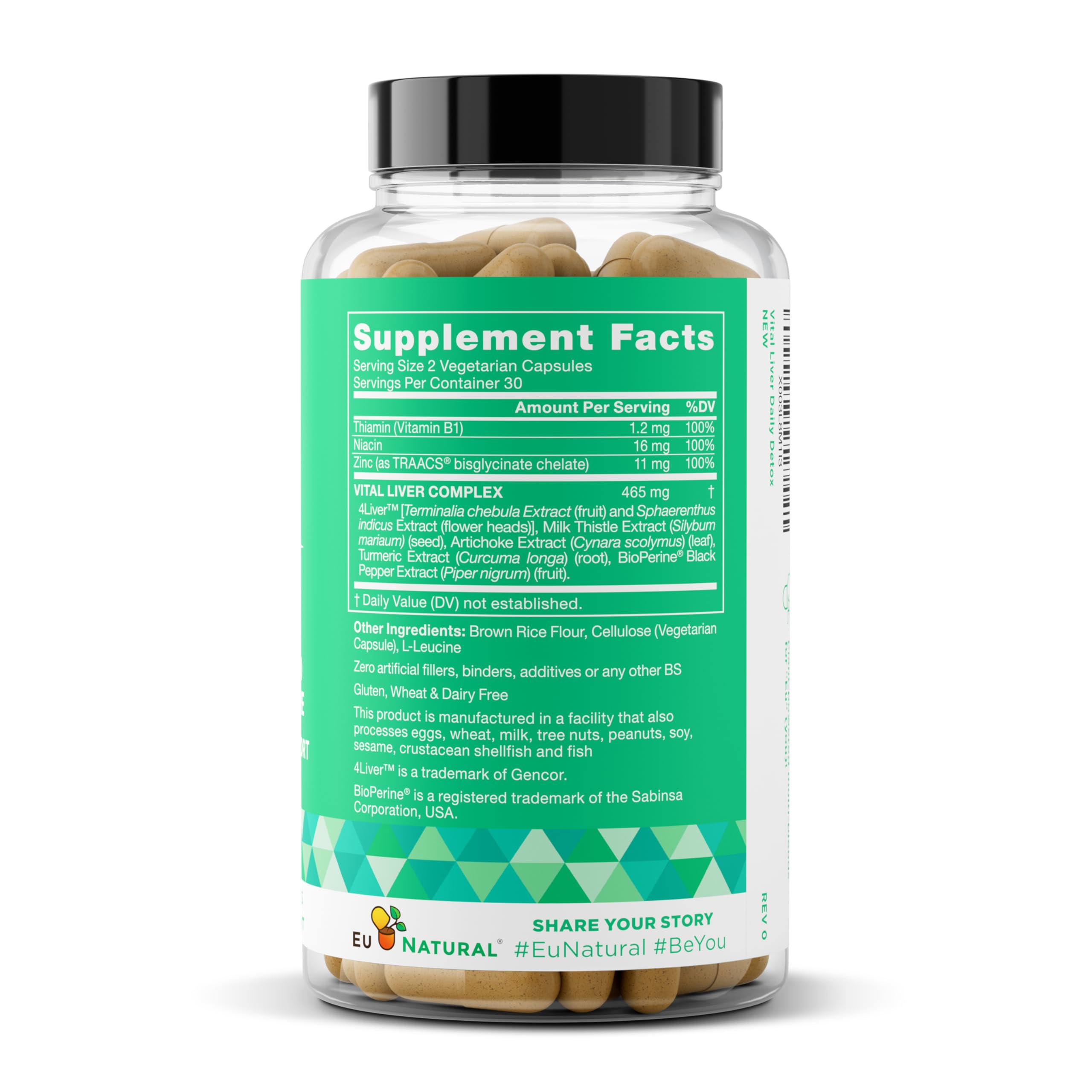 Back of bottle with dosage and supplement facts