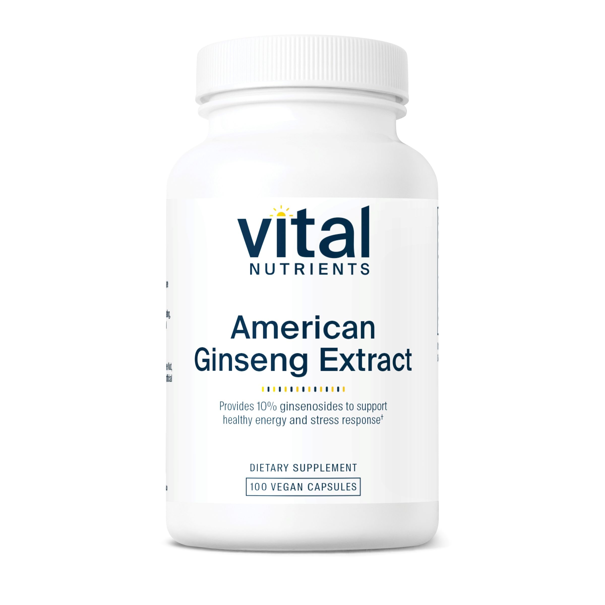 Vital Nutrients American Ginseng bottle label on white background