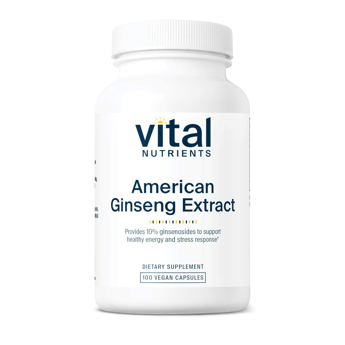 Vital Nutrients American Ginseng bottle label on white background