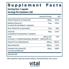 Vital Nutrients Vitamin B-Complex bottle label