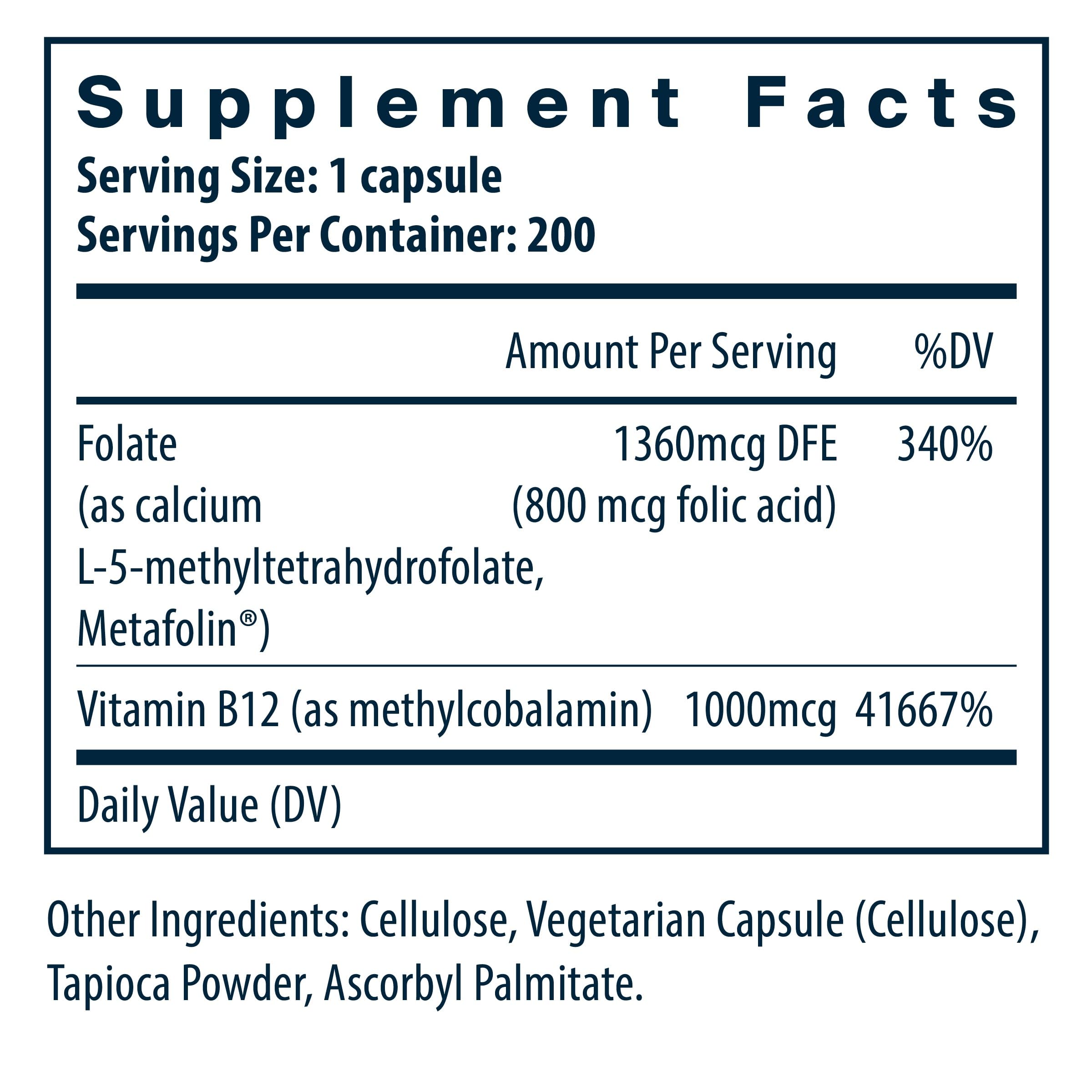 Close-up of methylcobalamin B12 and L-5-MTHF ingredients