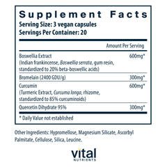 Close-up of BCQ ingredients: Boswellia serrata, curcumin, bromelain, quercetin