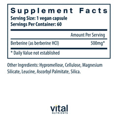 Berberine 500 mg vegan formula label