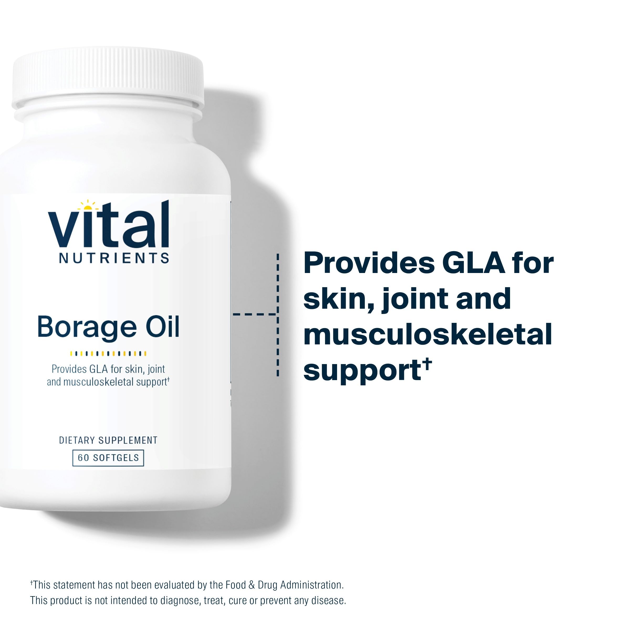 Nutrition facts panel for Vital Nutrients Borage Oil 1000mg