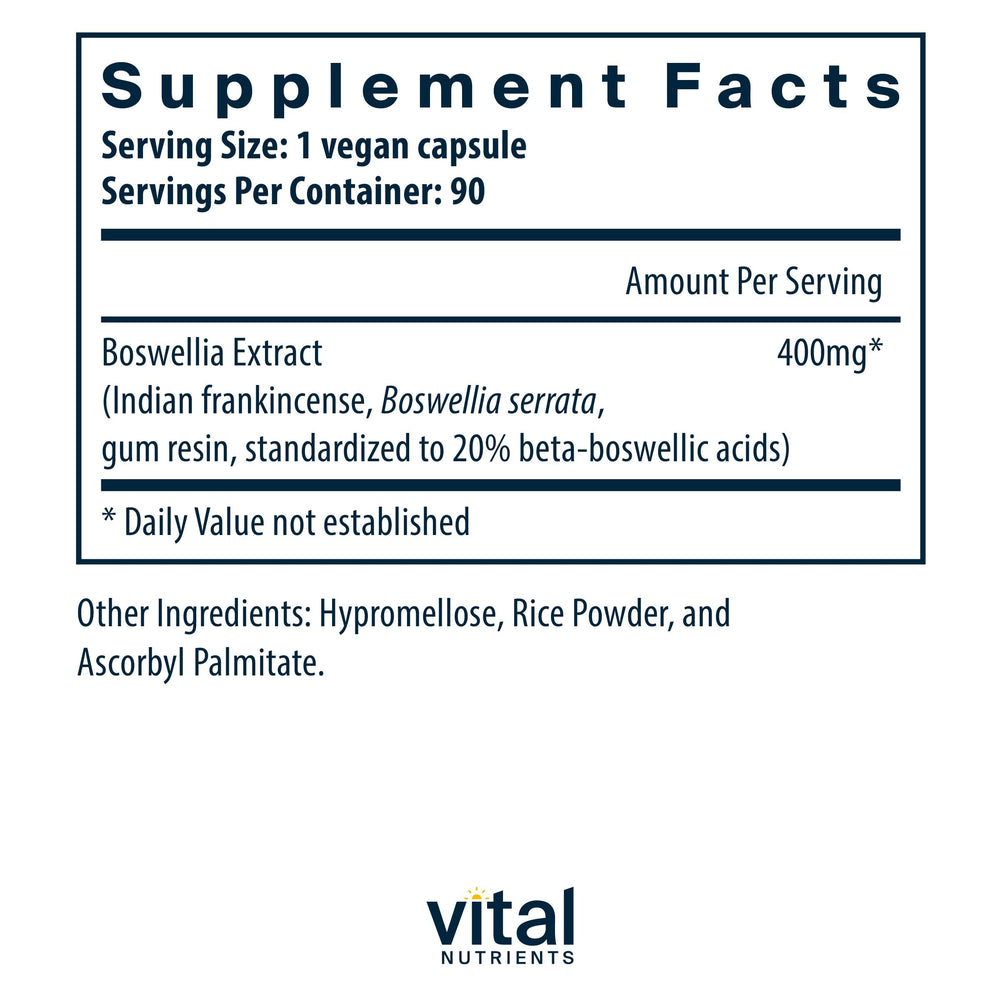 Boswellia Extract 400mg capsules in blister pack