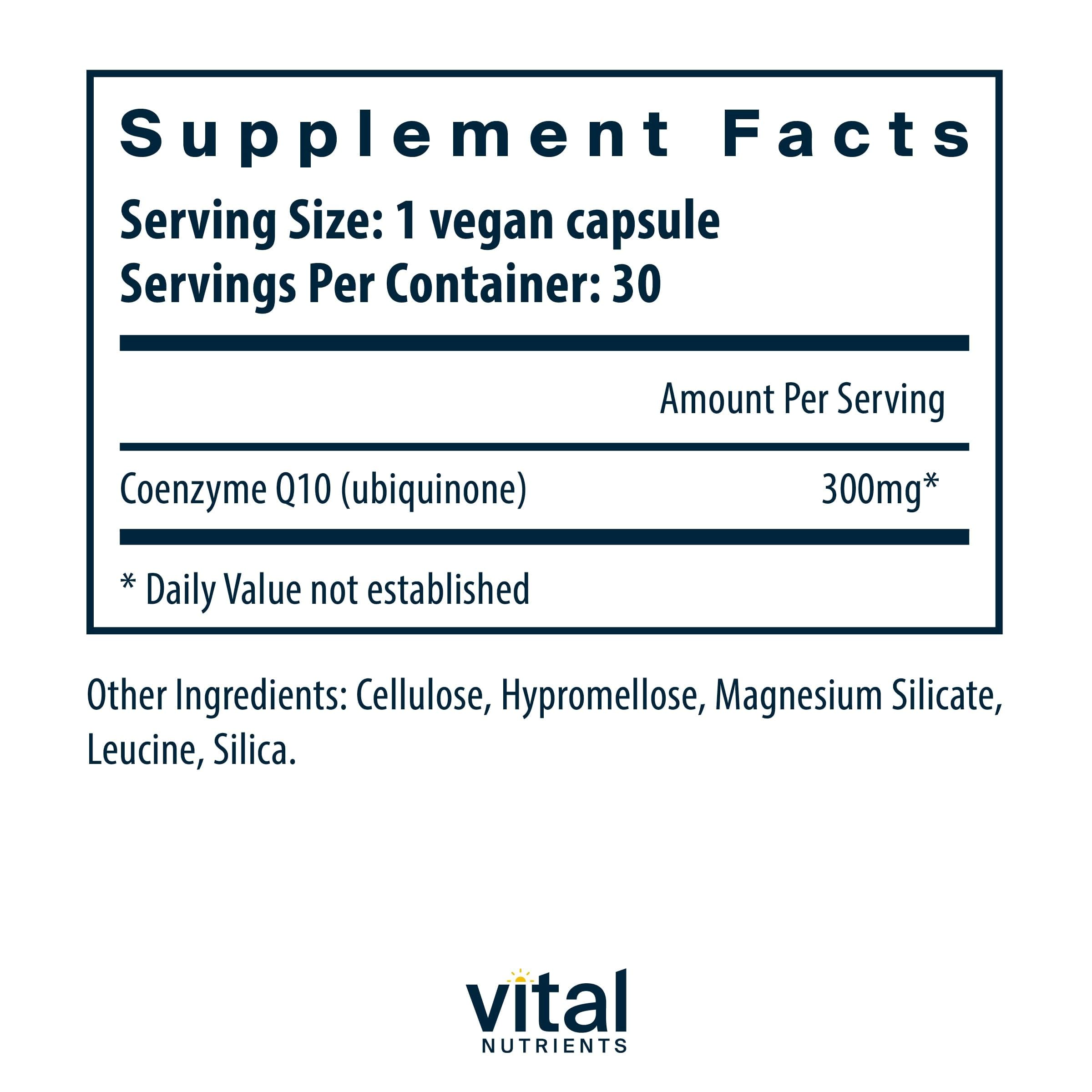 Vital Nutrients CoQ10 300mg bottle with product label