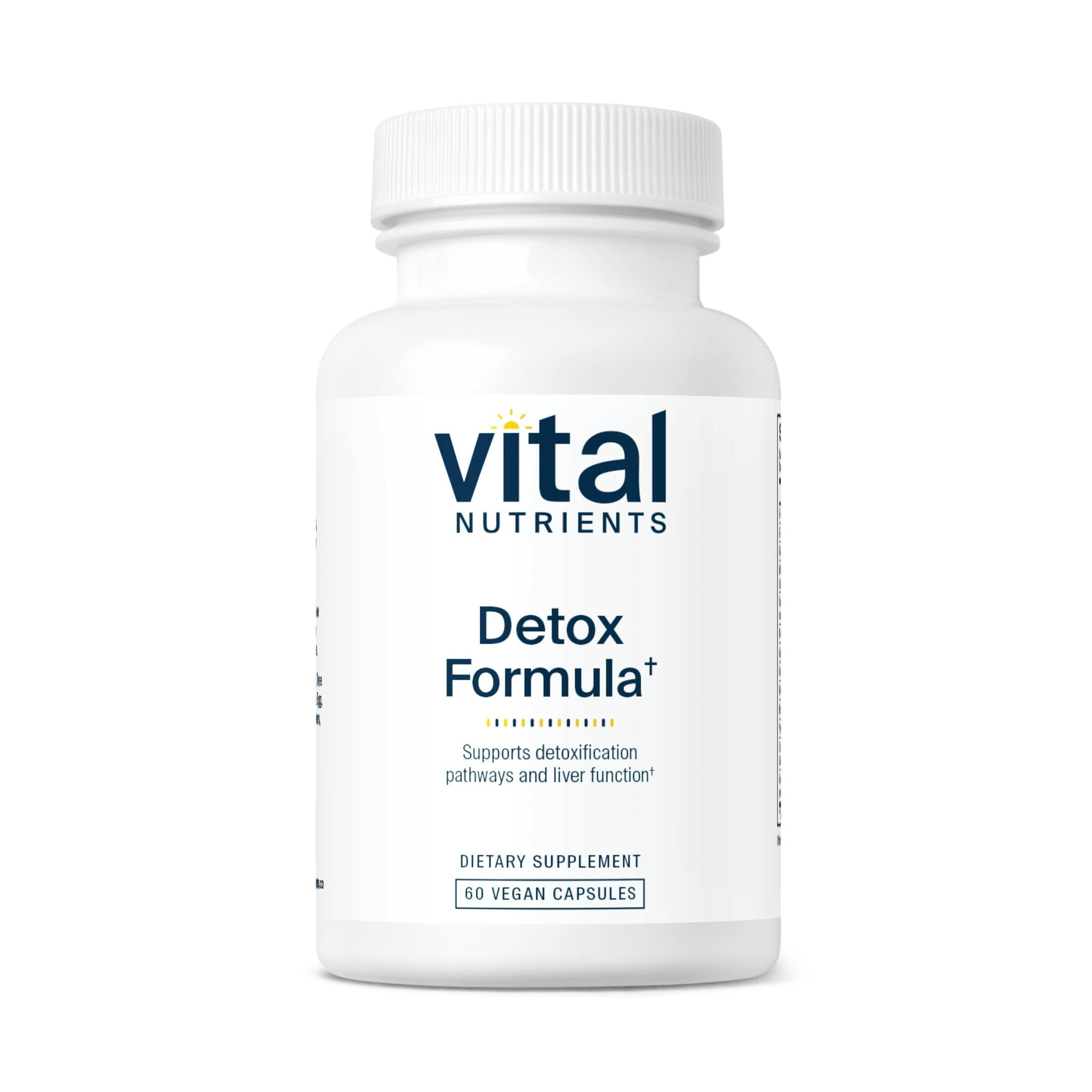 Vital Nutrients Detox Formula bottle highlighting vegan liver support
