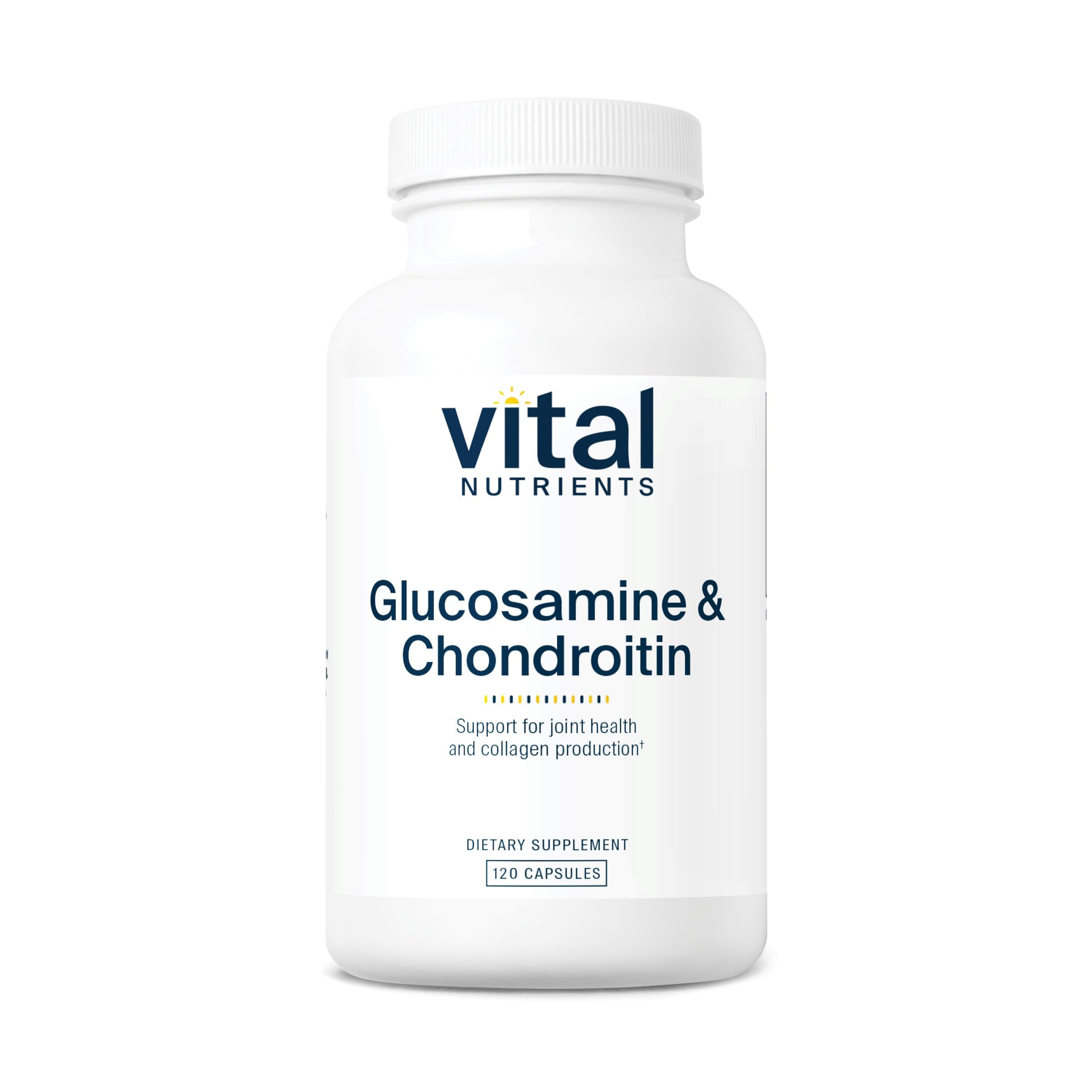 Bottle label for Vital Nutrients Glucosamine & Chondroitin 120 capsules