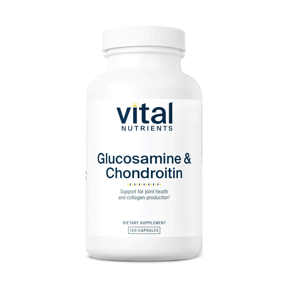 Bottle label for Vital Nutrients Glucosamine & Chondroitin 120 capsules