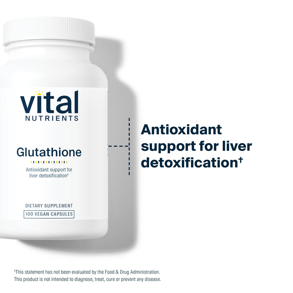 Vital Nutrients Glutathione packaging display conveying trusted practitioner quality