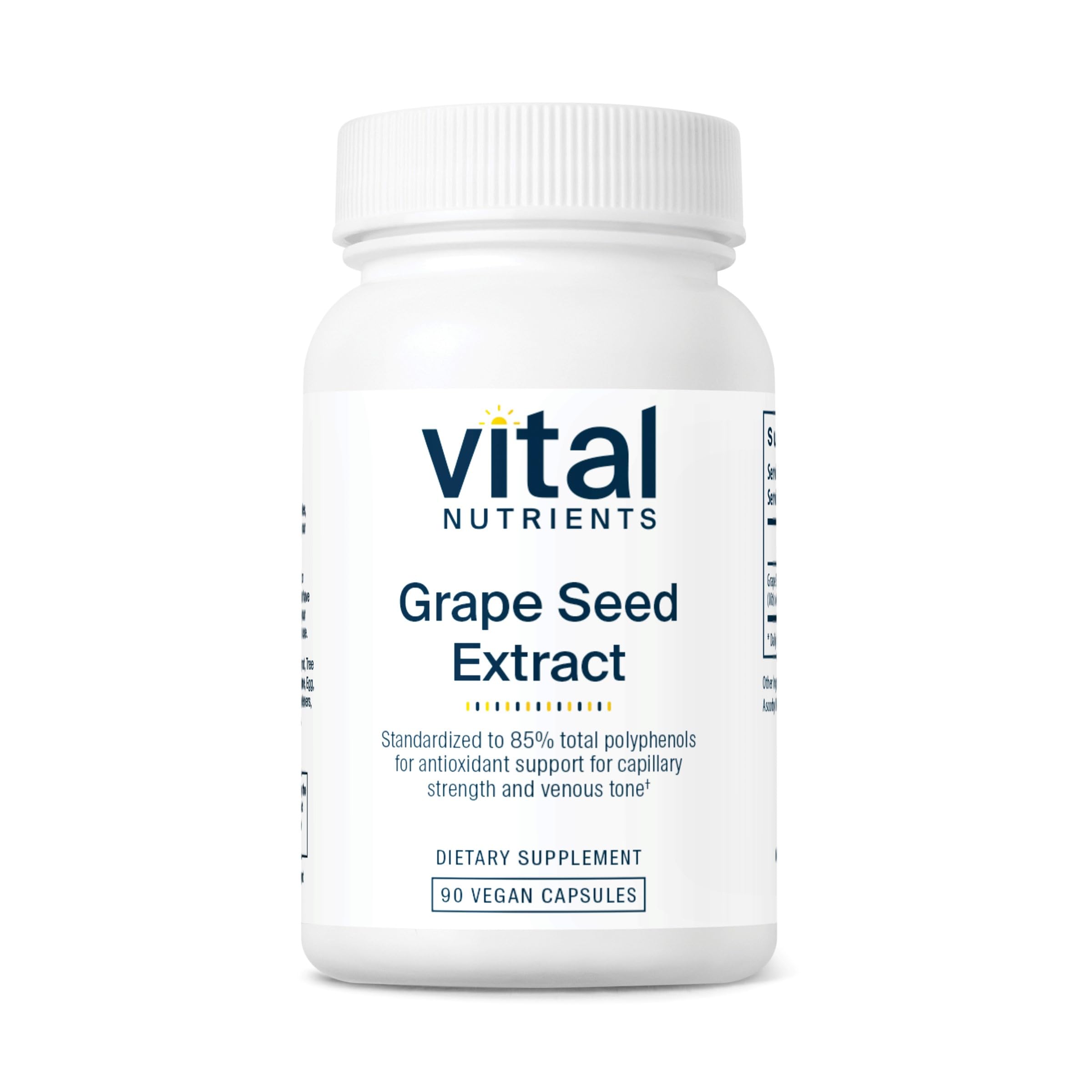 Vital Nutrients Grape Seed Extract 100mg bottle and capsules
