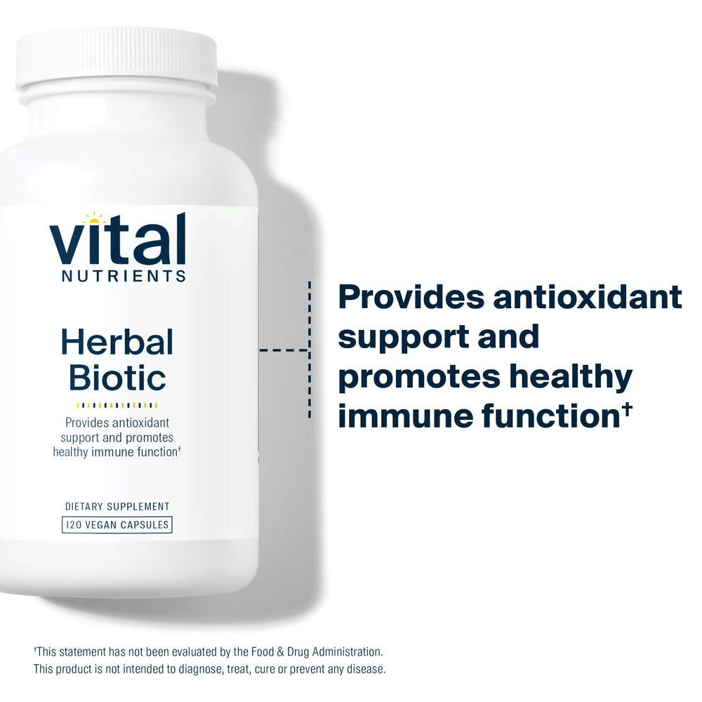 Front packaging of Vital Nutrients Herbal Biotic with 120 capsules