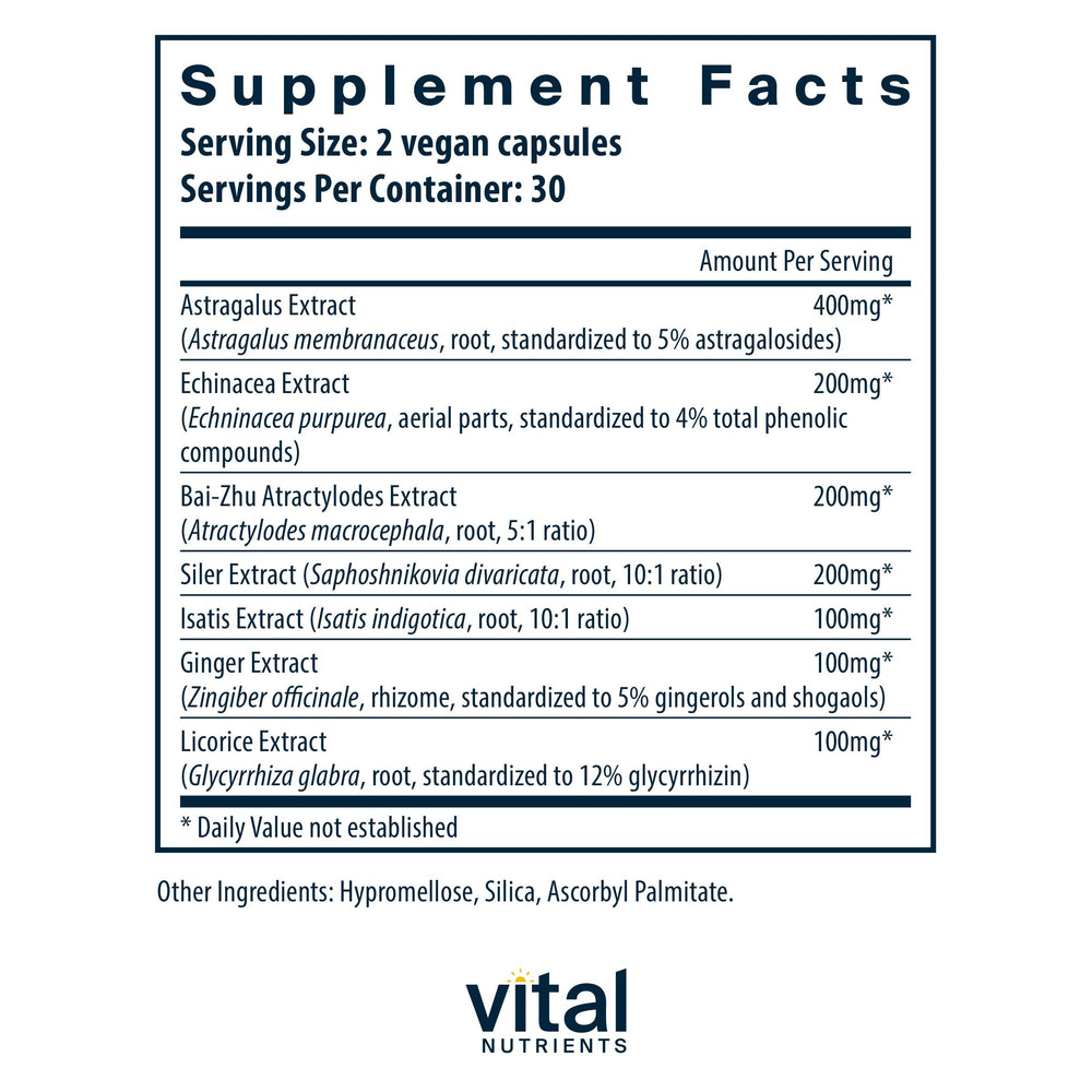 Front label of Vital Nutrients Immune Support