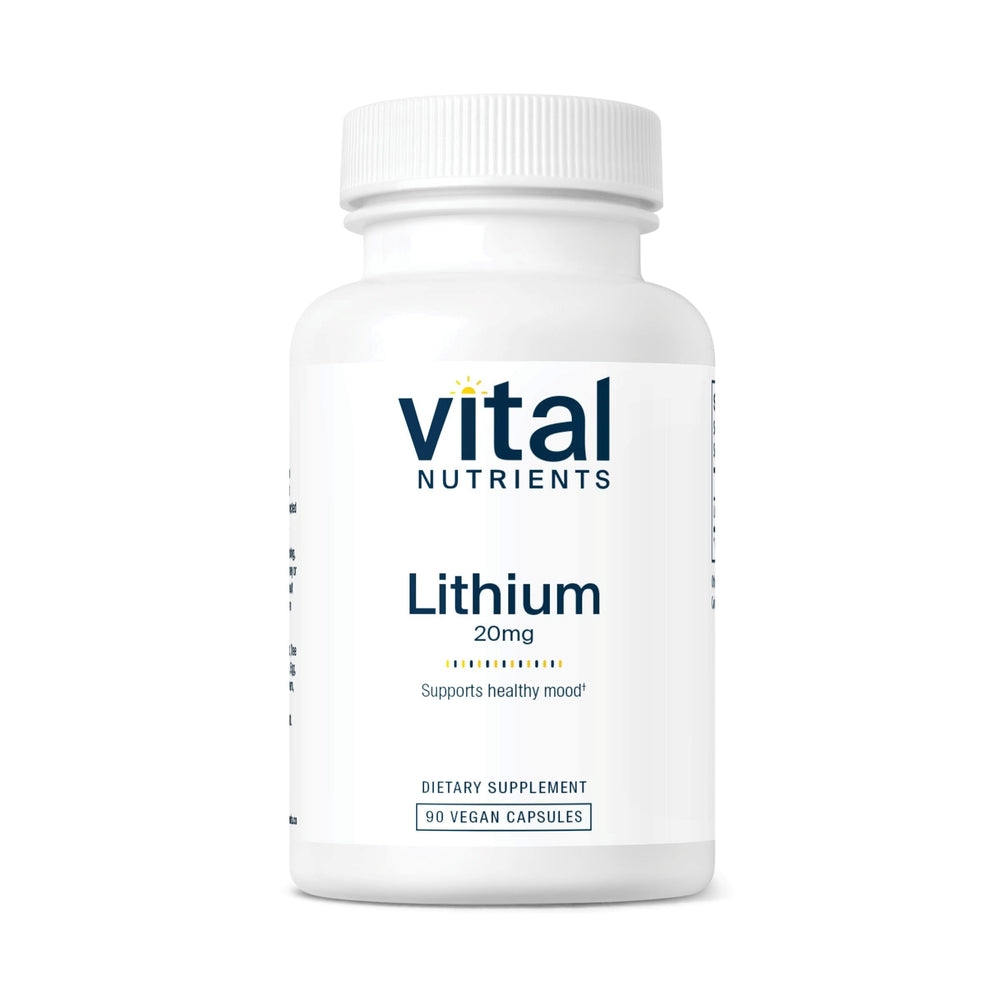 Vital Nutrients Lithium Orotate 20mg bottle with 90 capsules