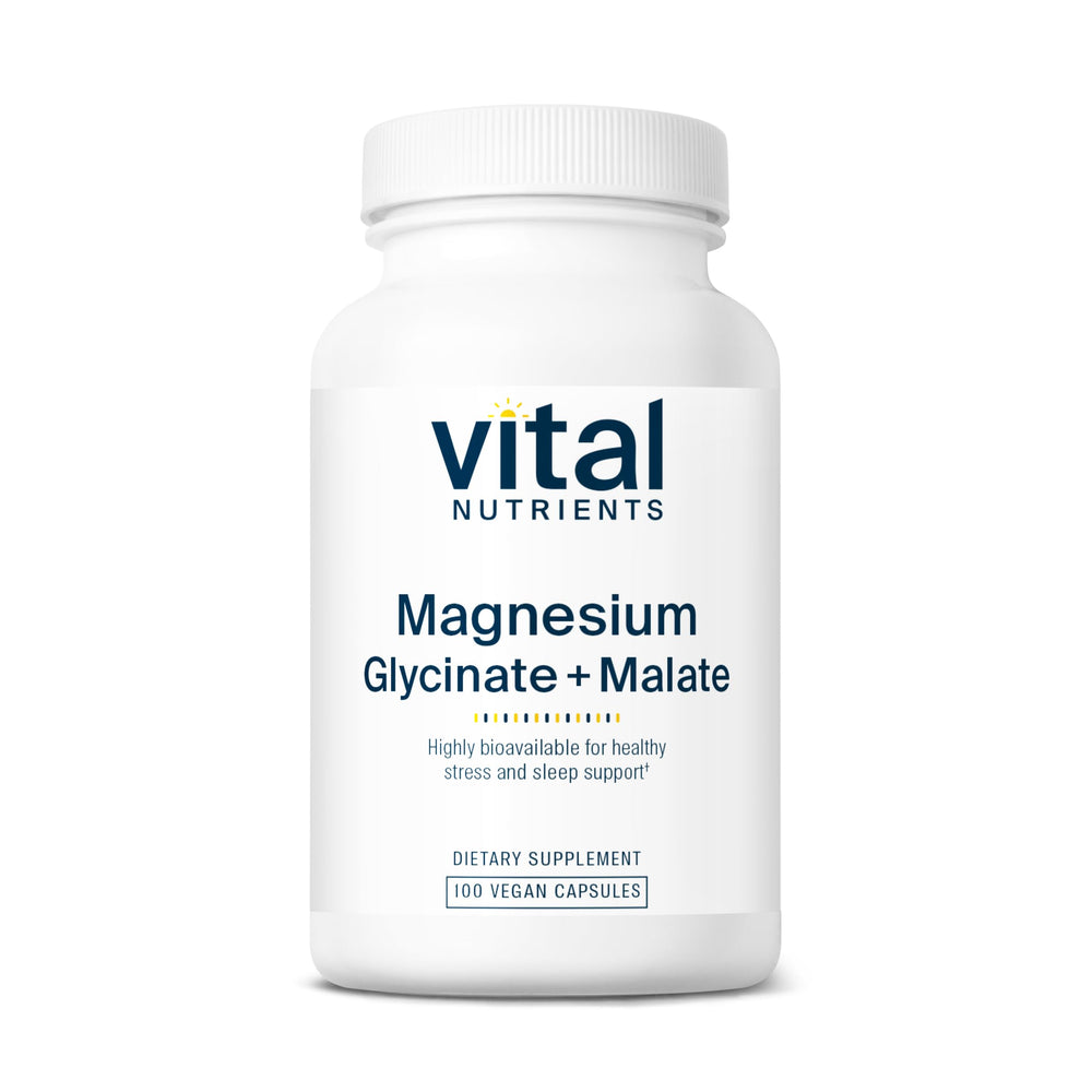 Vital Nutrients Magnesium Glycinate + Malate bottle with 100 capsules