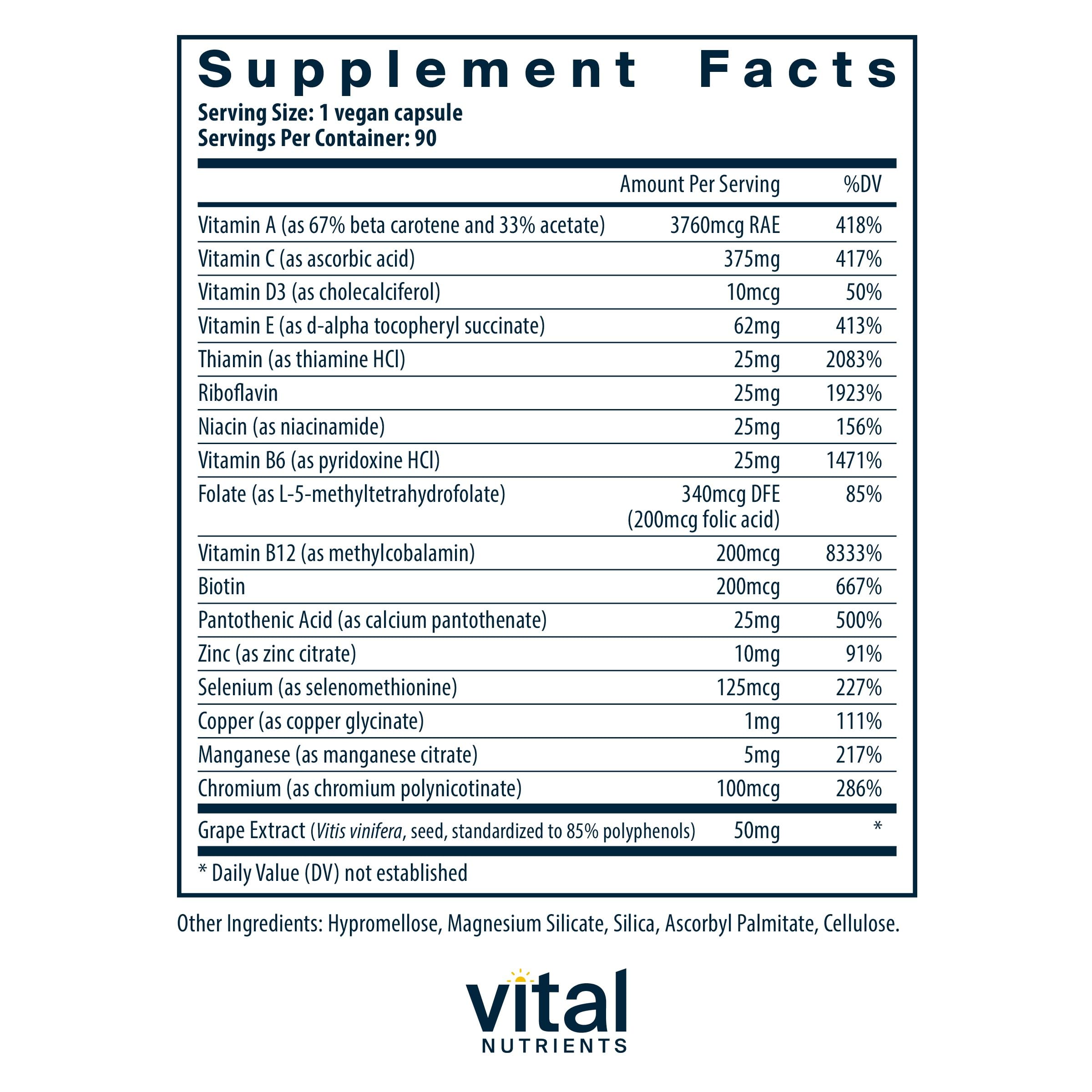 Vital Nutrients Minimal and Essential Multivitamin bottle