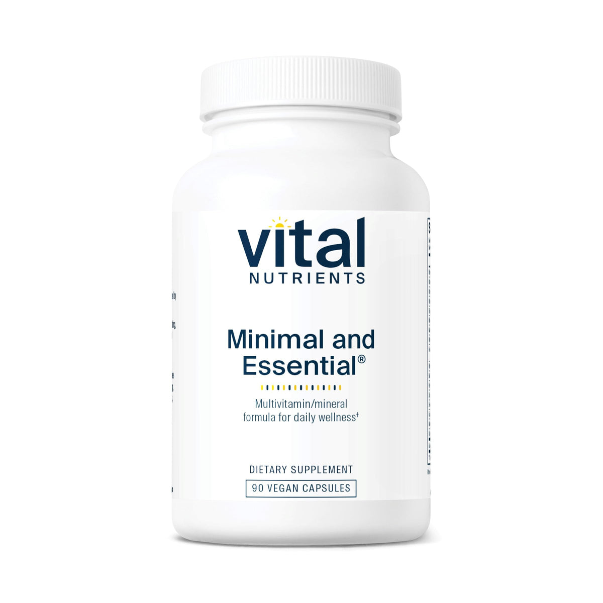 Front view of Vital Nutrients Minimal and Essential Multivitamin bottle
