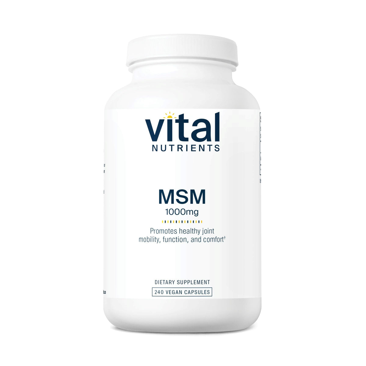 Vital Nutrients MSM 1000 mg bottle and label