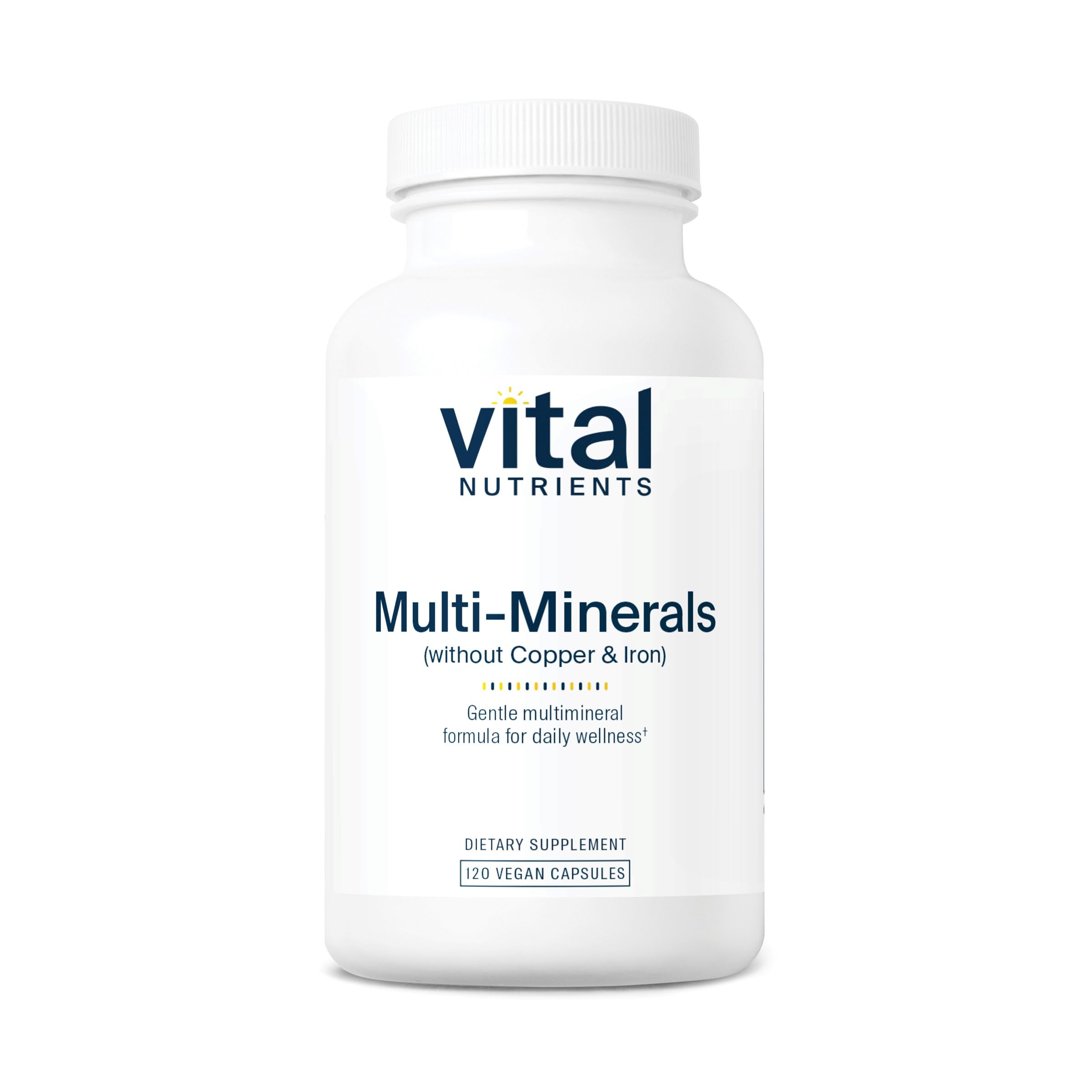 Vital Nutrients Multi-Minerals bottle with citrate and malate minerals, 120 capsules
