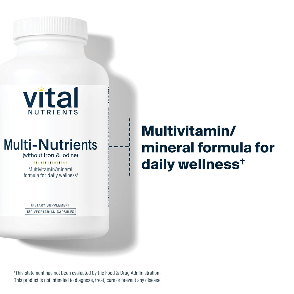 Vital Nutrients multi-nutrients ingredients panel hints at Metafolin and B12 benefits