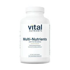 Vital Nutrients Multi-Nutrients bottle label highlighting Iron and Iodine