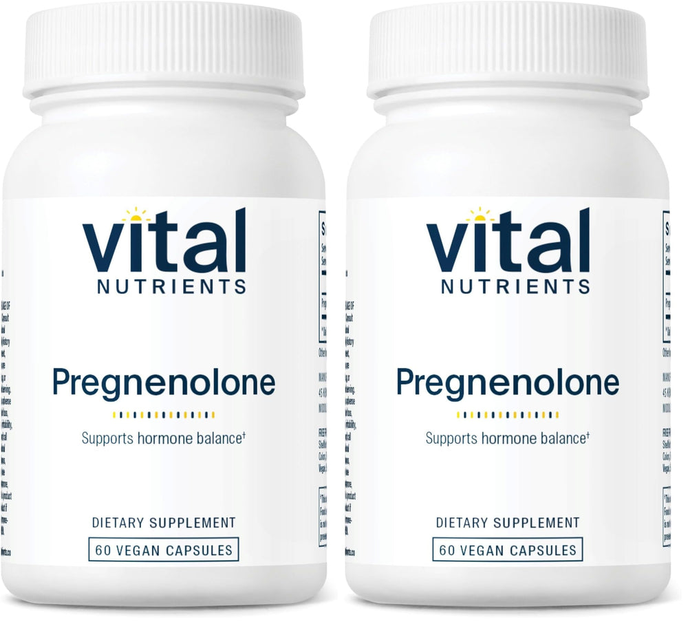 Vital Nutrients Pregnenolone bottle with 60 vegetarian capsules, pack of 2