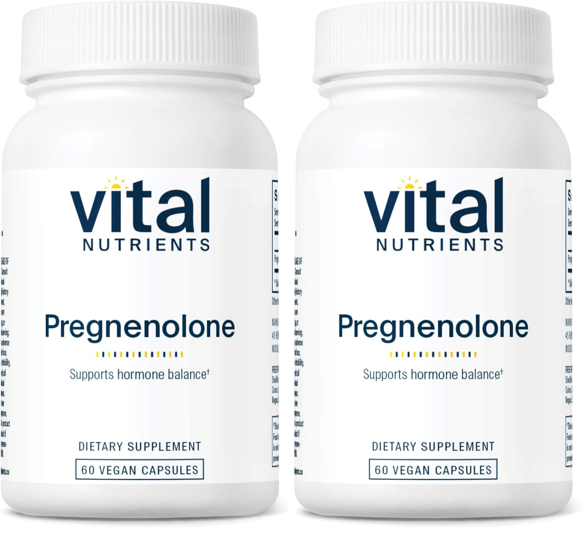 Vital Nutrients Pregnenolone bottle with 60 vegetarian capsules, pack of 2