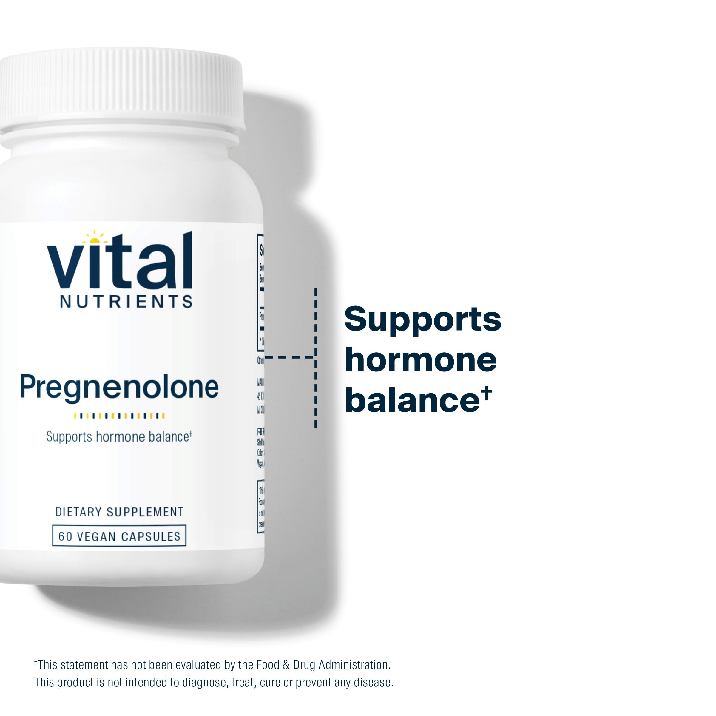 Vital Nutrients logo and Pregnenolone product packaging