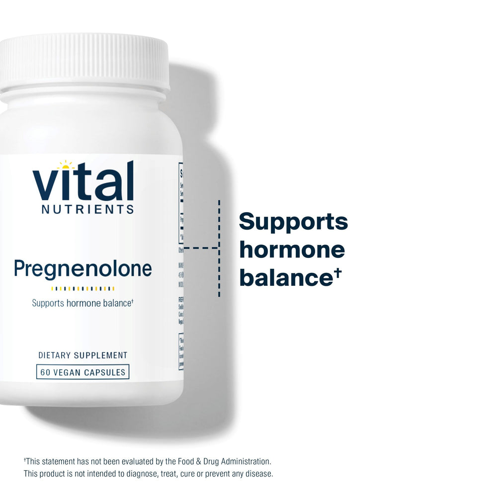 Vital Nutrients logo and Pregnenolone product packaging