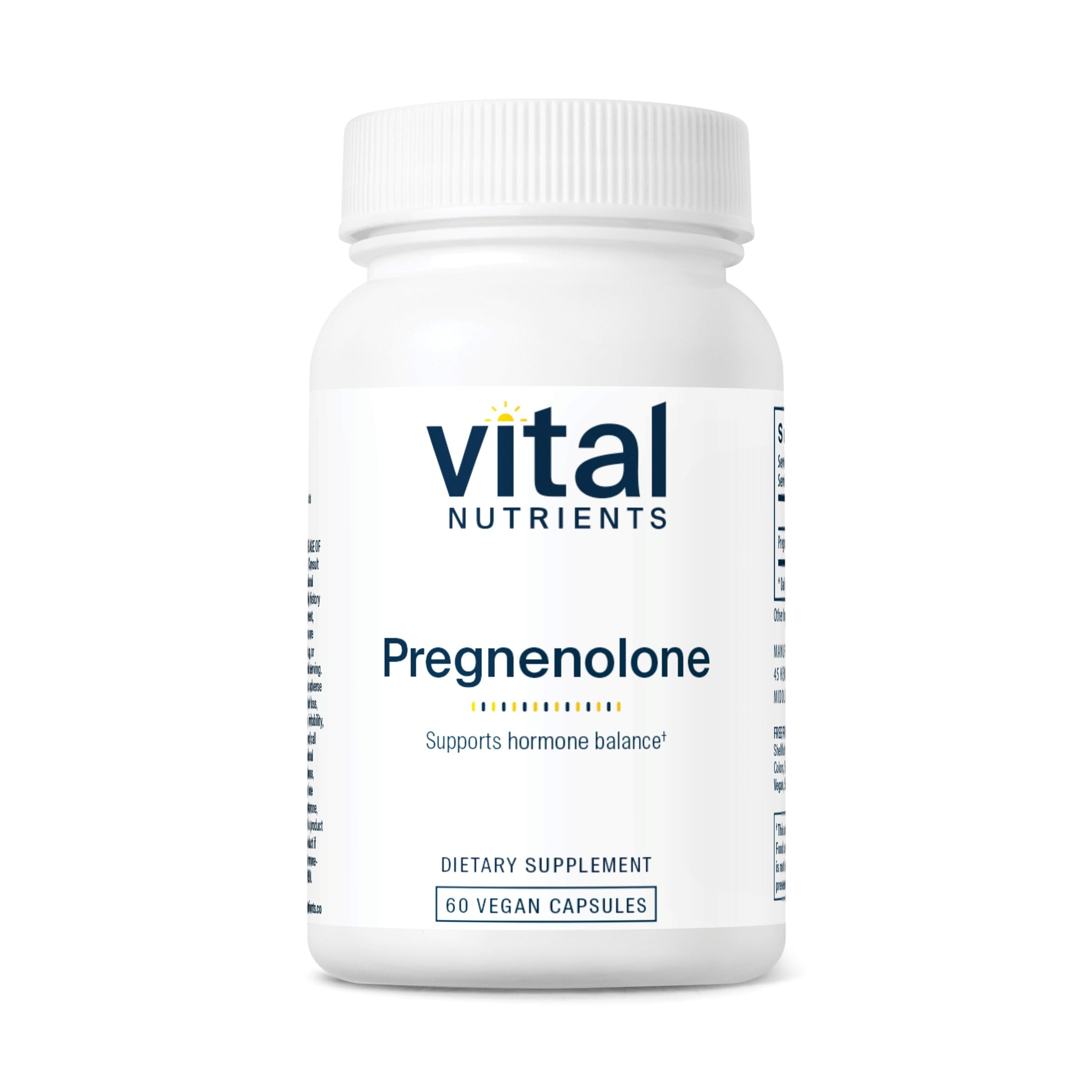 Vital Nutrients Pregnenolone bottle with 60 vegetarian capsules