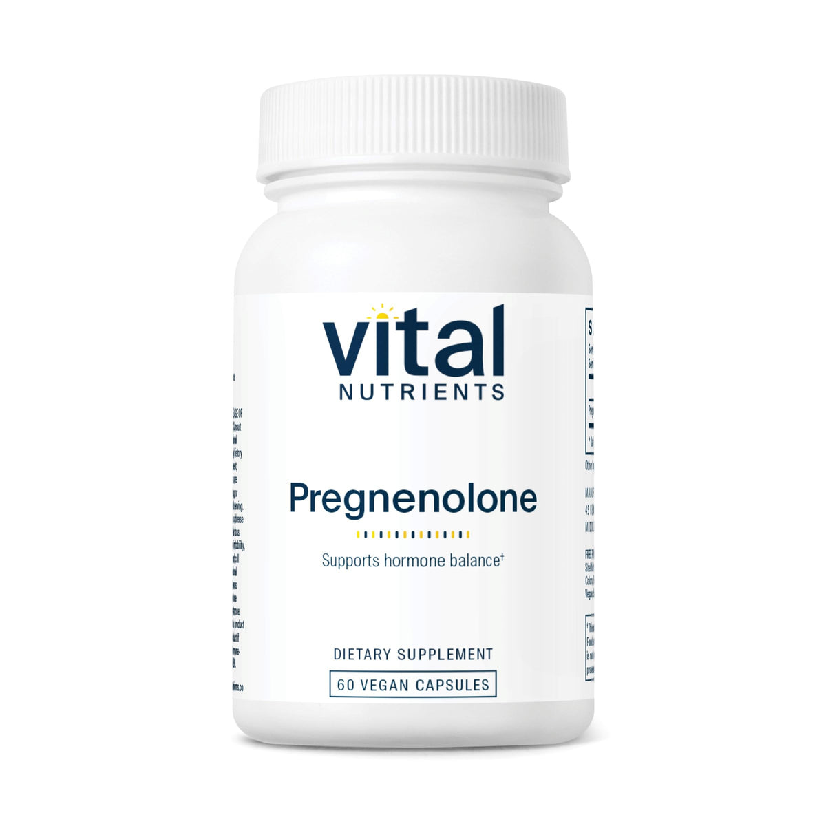 Vital Nutrients Pregnenolone bottle with 60 vegetarian capsules