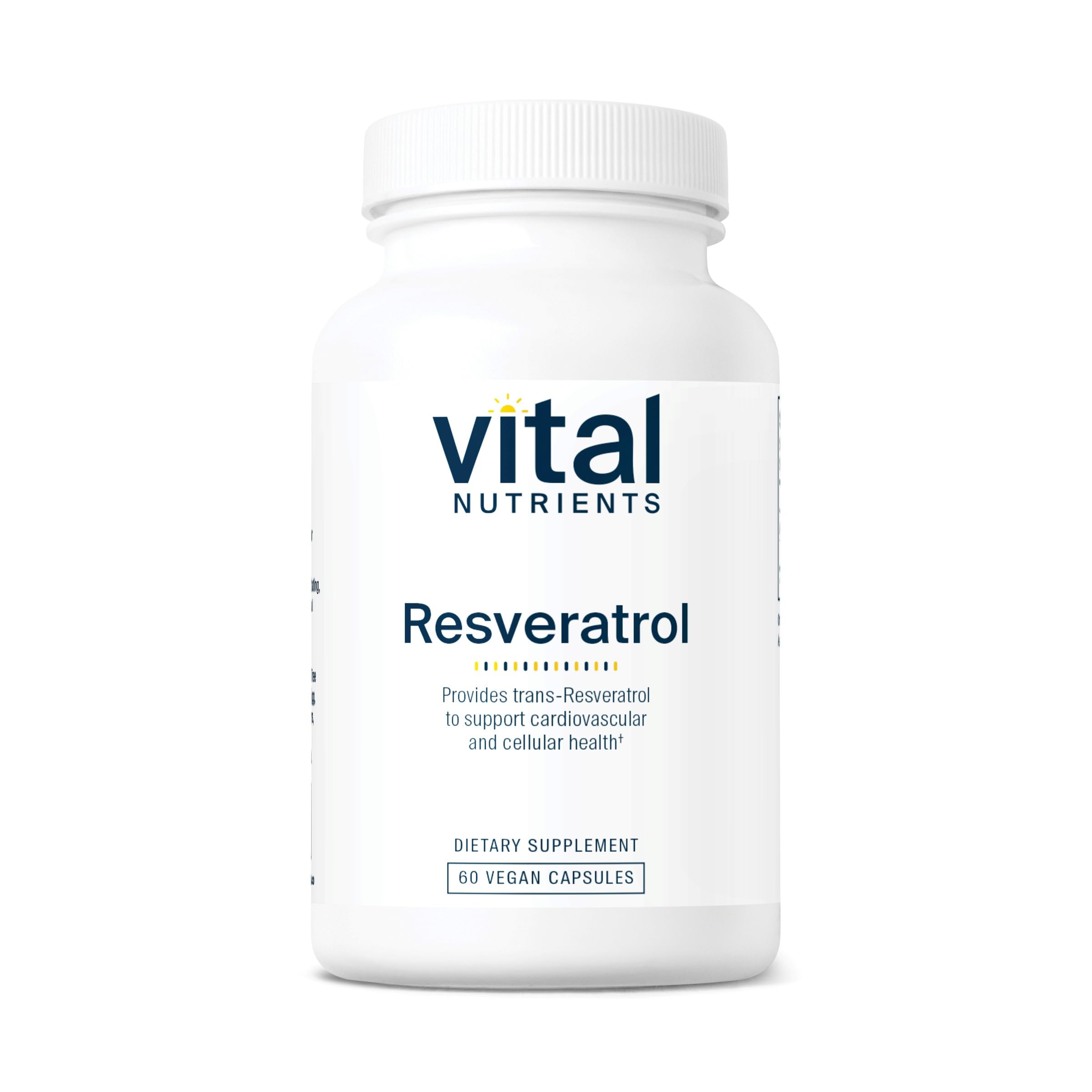 Vital Nutrients Resveratrol bottle front promoting antioxidant heart support