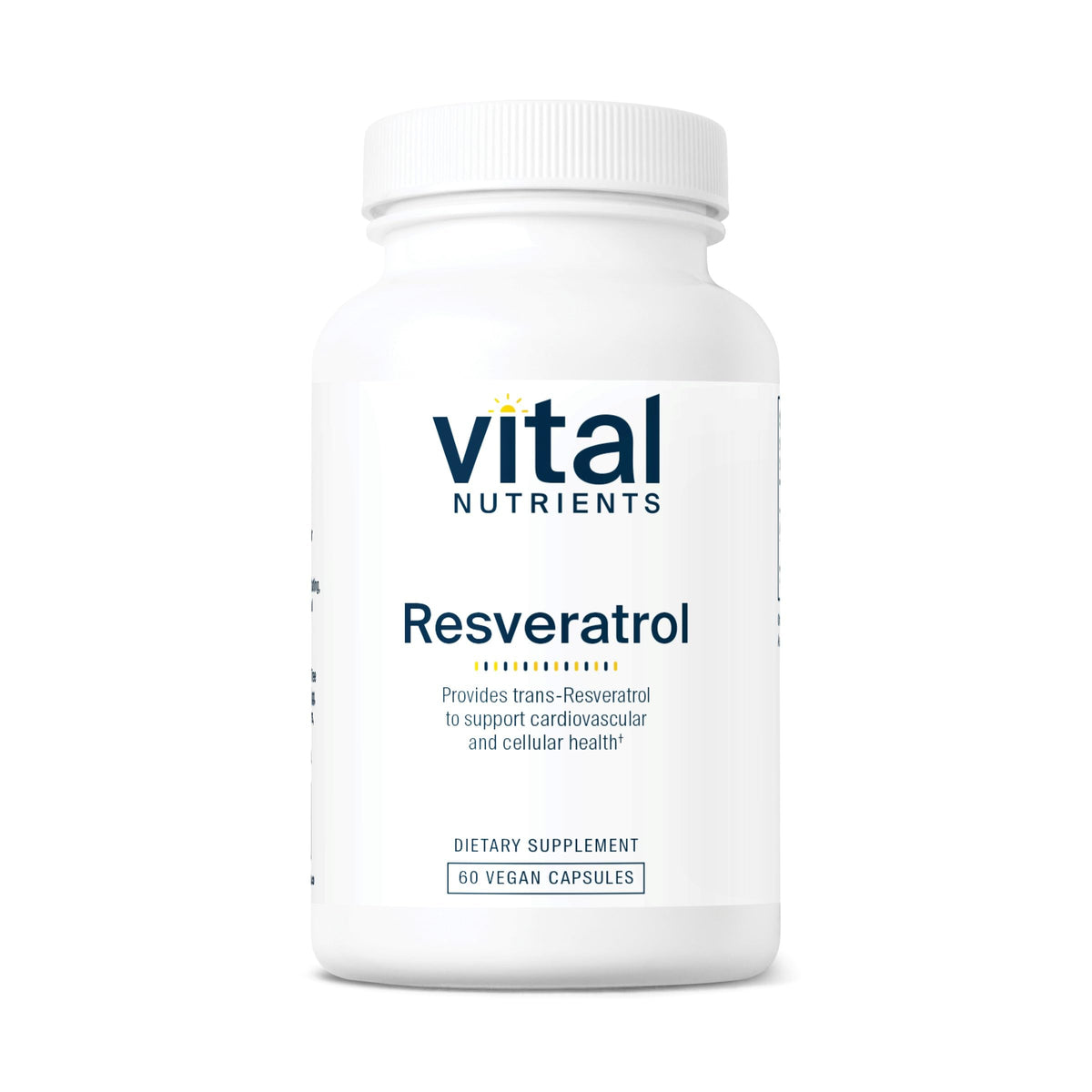 Vital Nutrients Resveratrol bottle front promoting antioxidant heart support