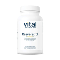 Vital Nutrients Resveratrol bottle front promoting antioxidant heart support