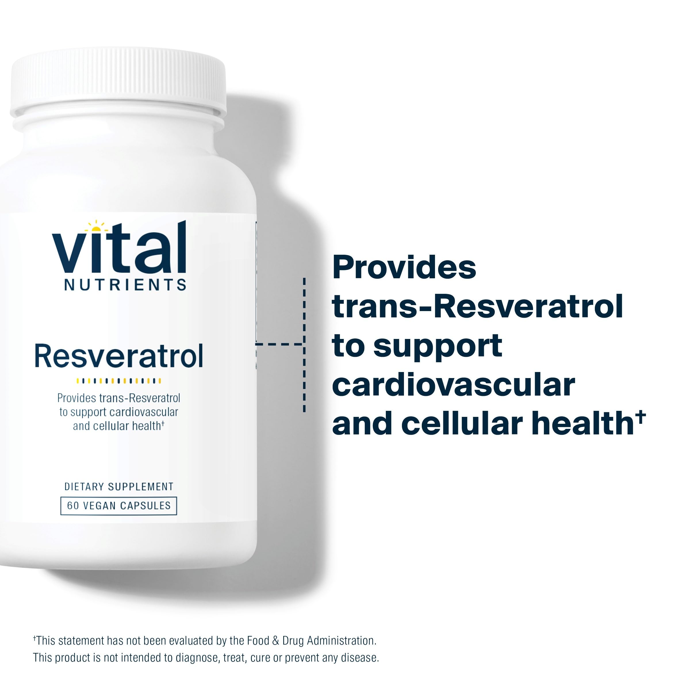 Vital Nutrients Resveratrol label detail confirms vegan and allergen-free formulation