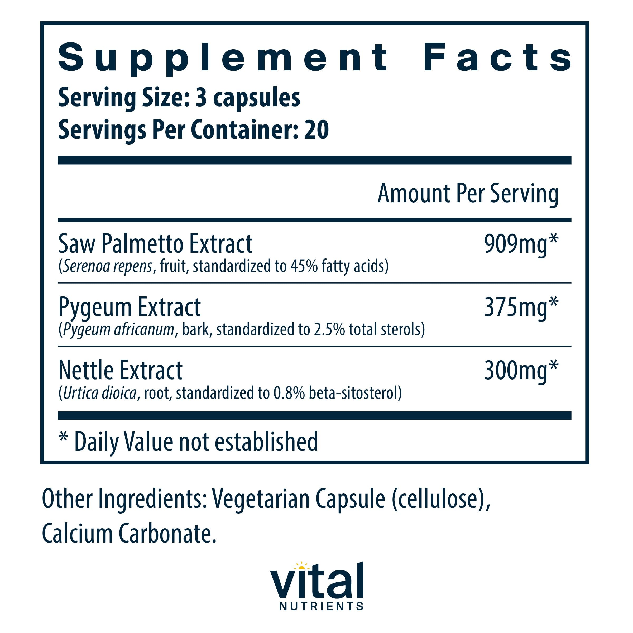 Prostate health supplement package with 60 capsules