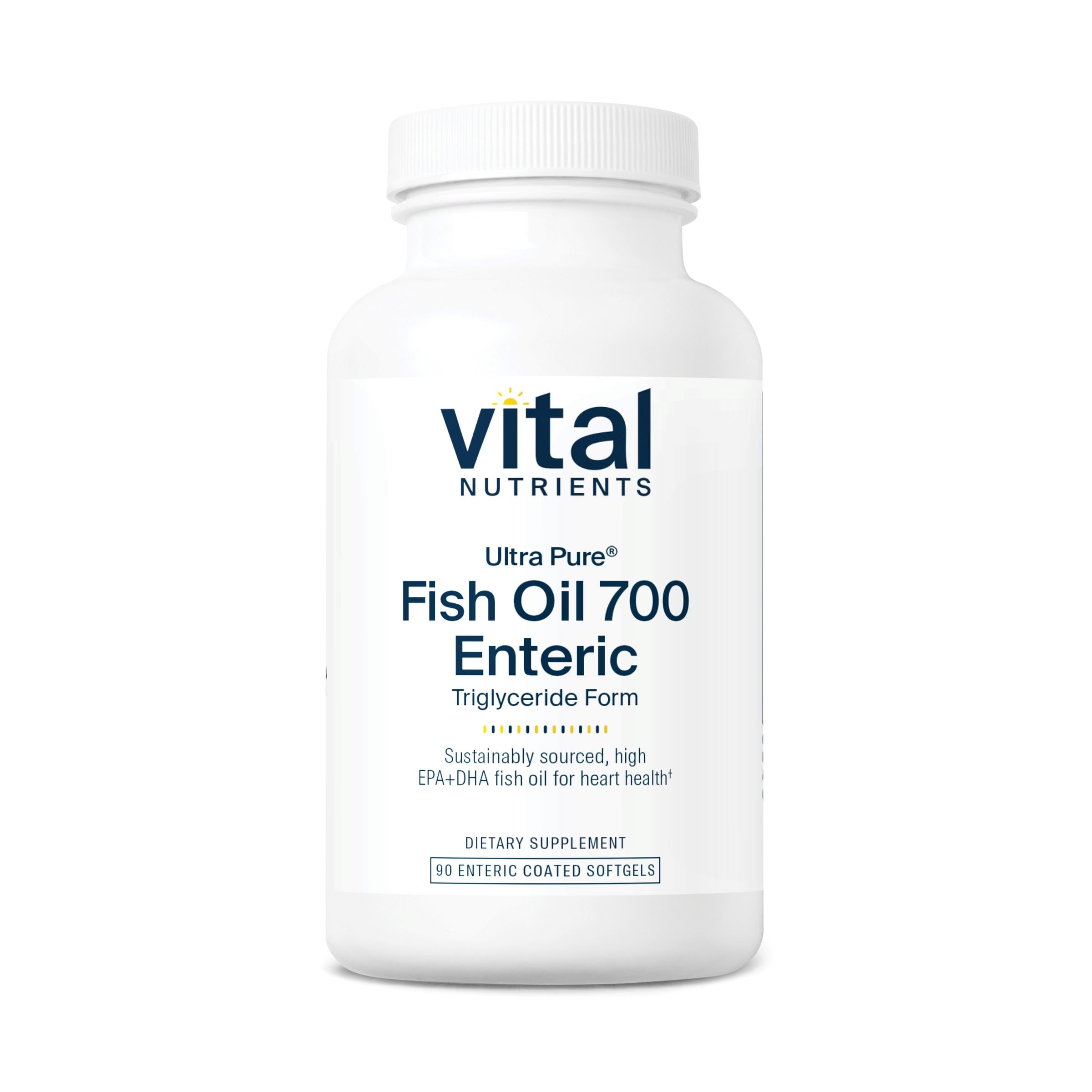 Vital Nutrients Ultra Pure Fish Oil 700 Enteric-Coated bottle on a clean white background