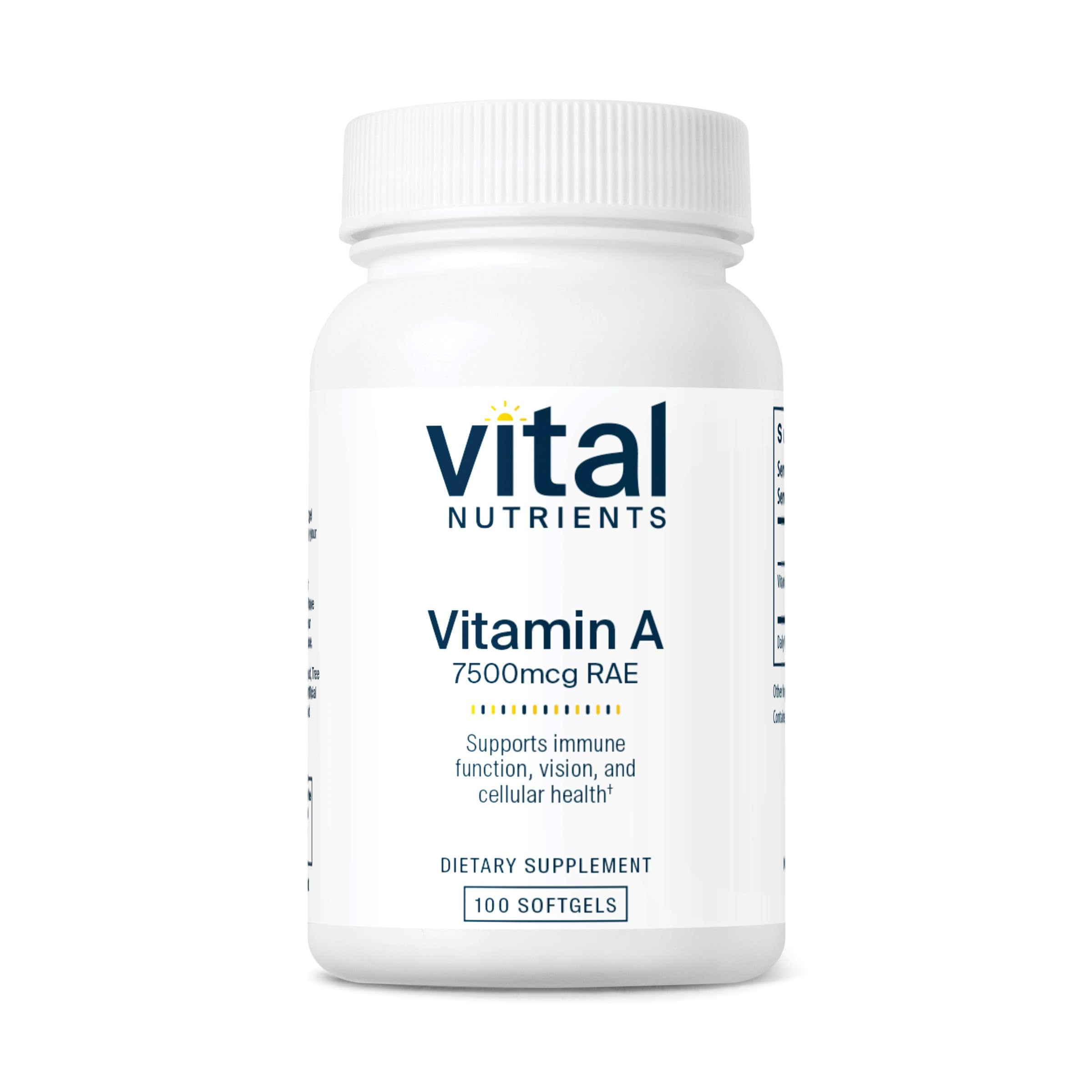 Vital Nutrients Vitamin A 7500mcg RAE bottle label
