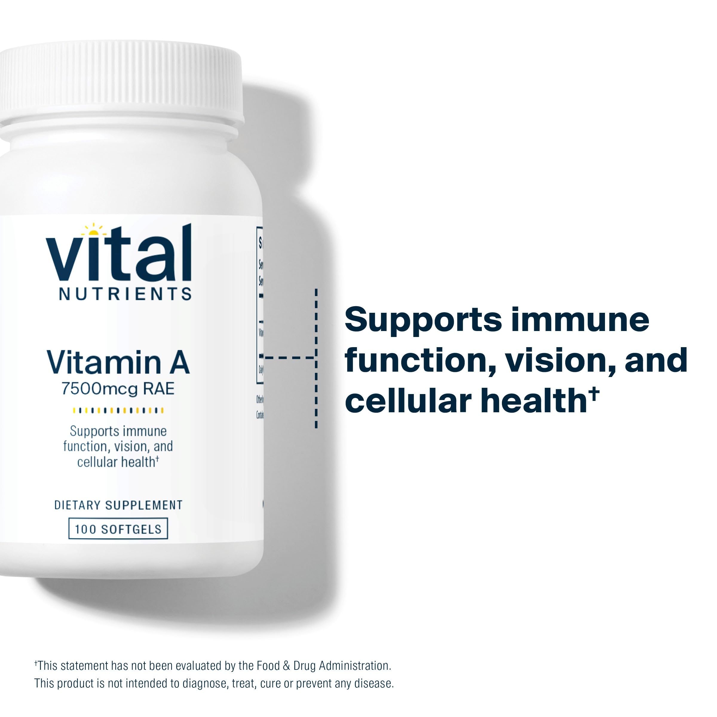 Vitamin A 7500mcg RAE capsules in bottle