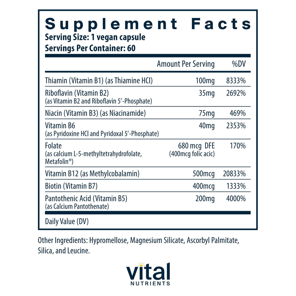 Side view of Vital Nutrients Vitamin B-Complex bottle