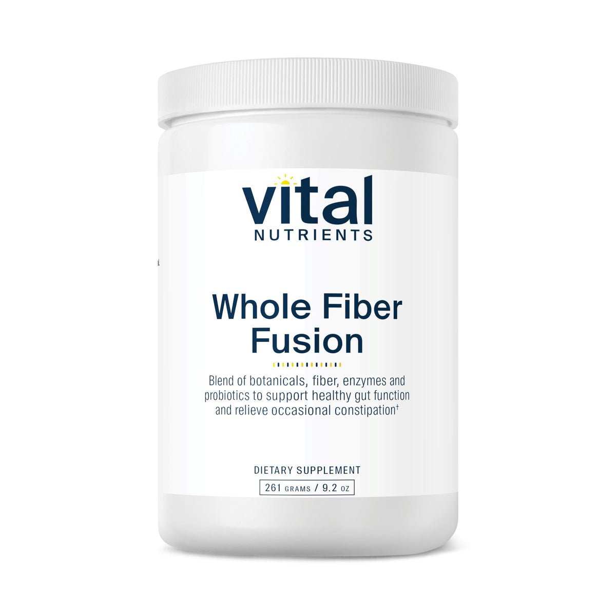Front view of Vital Nutrients Whole Fiber Fusion Powder bottle