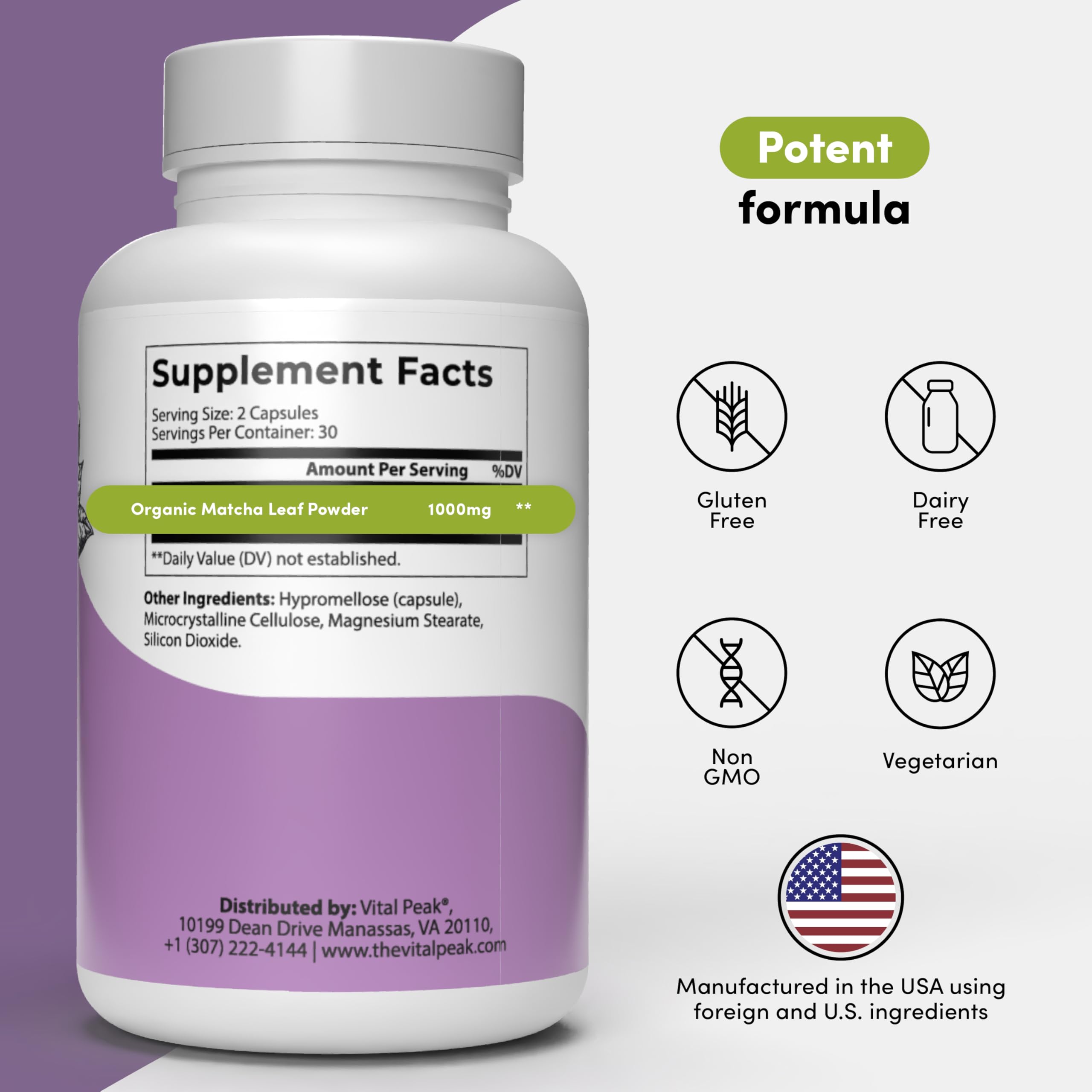 Back view showing supplement facts
