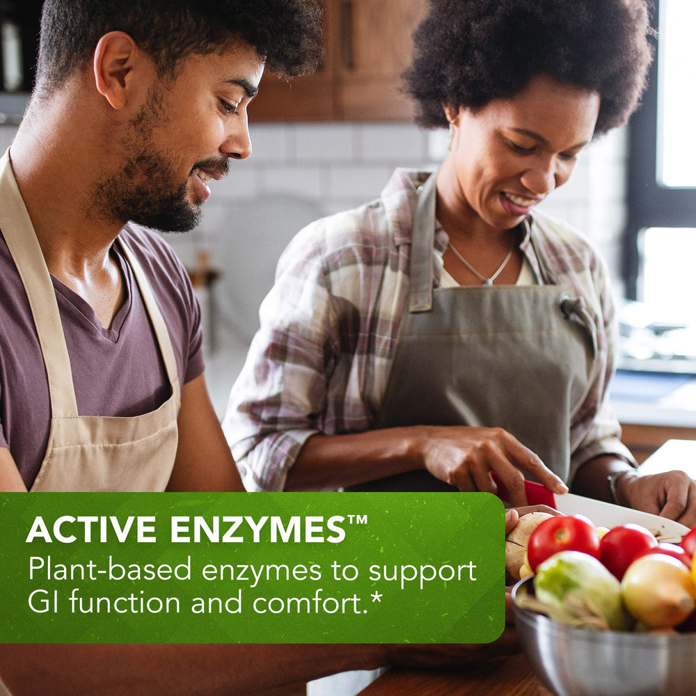 Graphic of digestive enzymes across the label