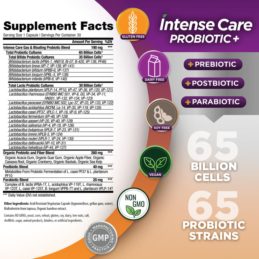 Close-up of Vital Planet Gas & Bloating Probiotics capsules
