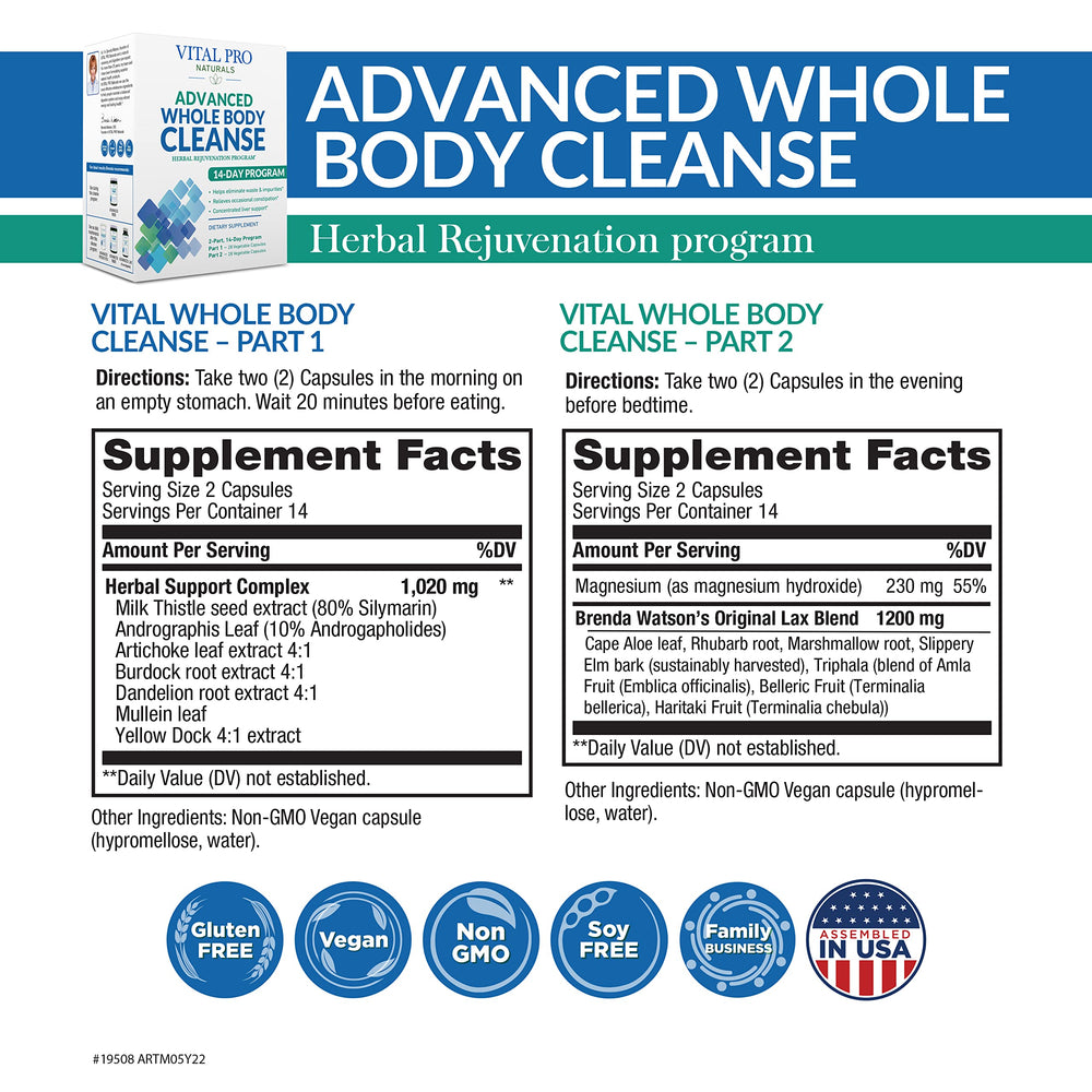 Ingredients include Milk Thistle, Artichoke, Cape Aloe, Rhubarb, Marshmallow, Triphala