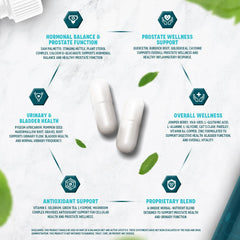 Label highlights: saw palmetto, beta-sitosterol, zinc