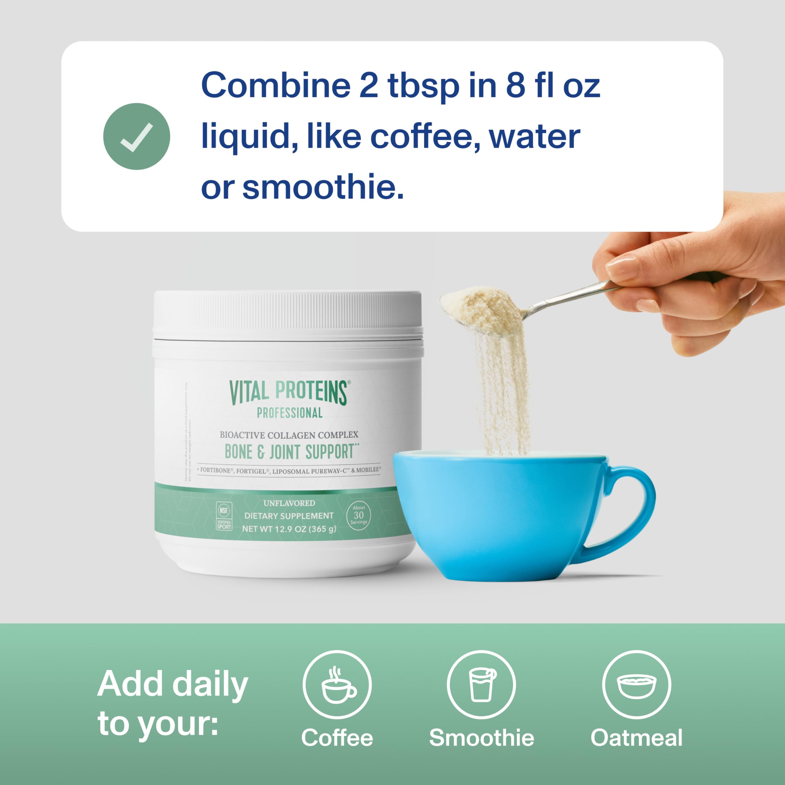 Nutrition facts panel on Bioactive Collagen Complex label