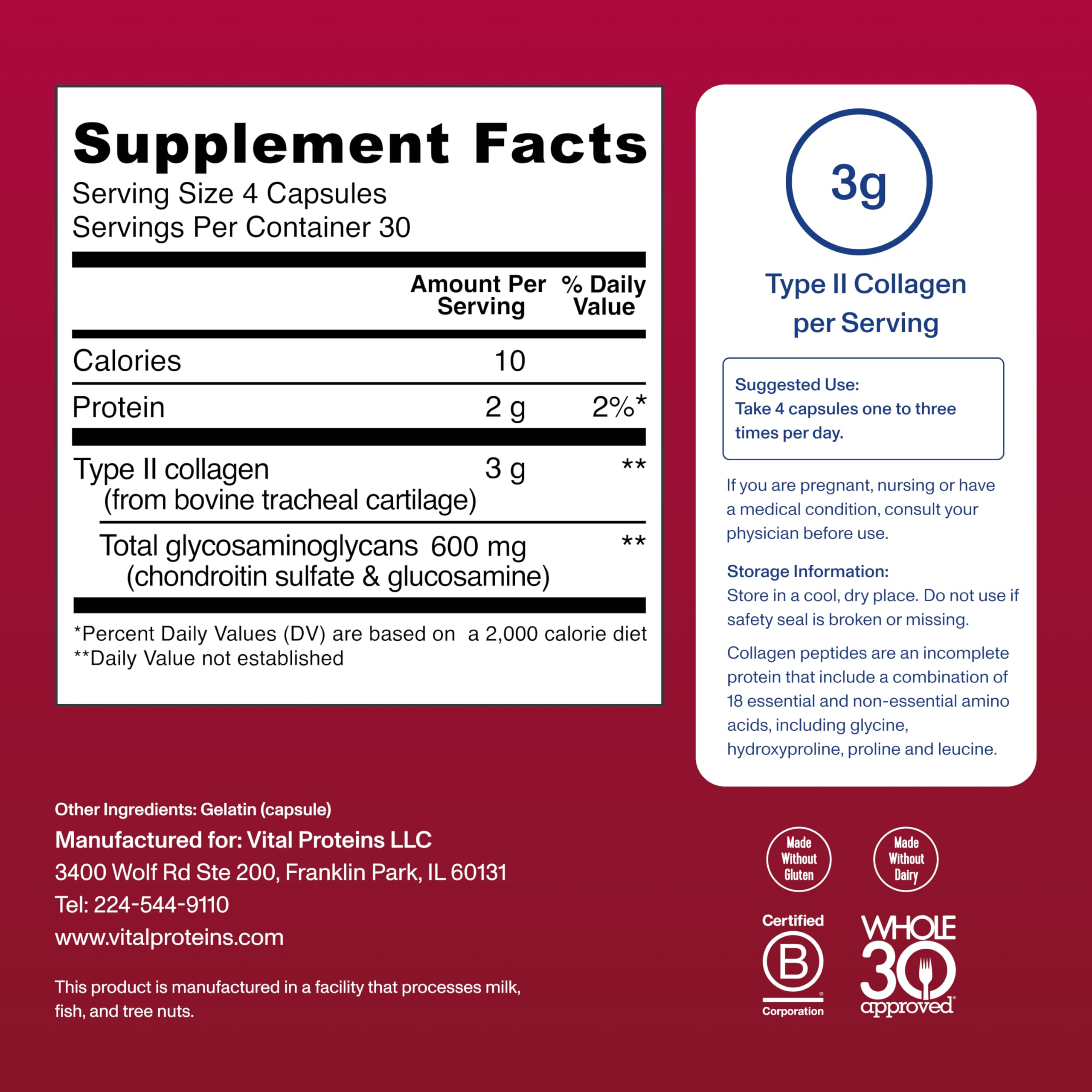 Graphic illustrating Type II collagen peptides and chondroitin sulfate