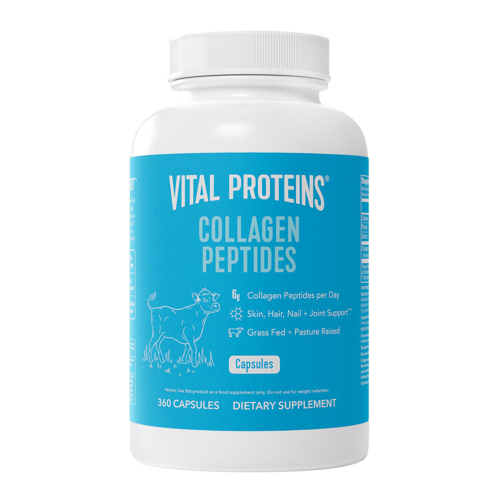 Front view of Vital Proteins Collagen Peptides Capsules bottle (360 capsules)