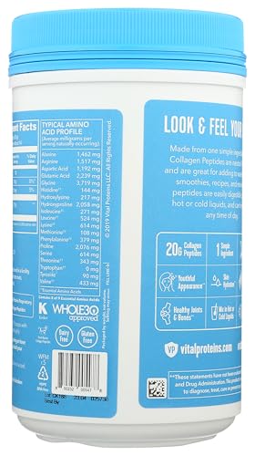 Close-up of collagen peptides powder texture in scoop